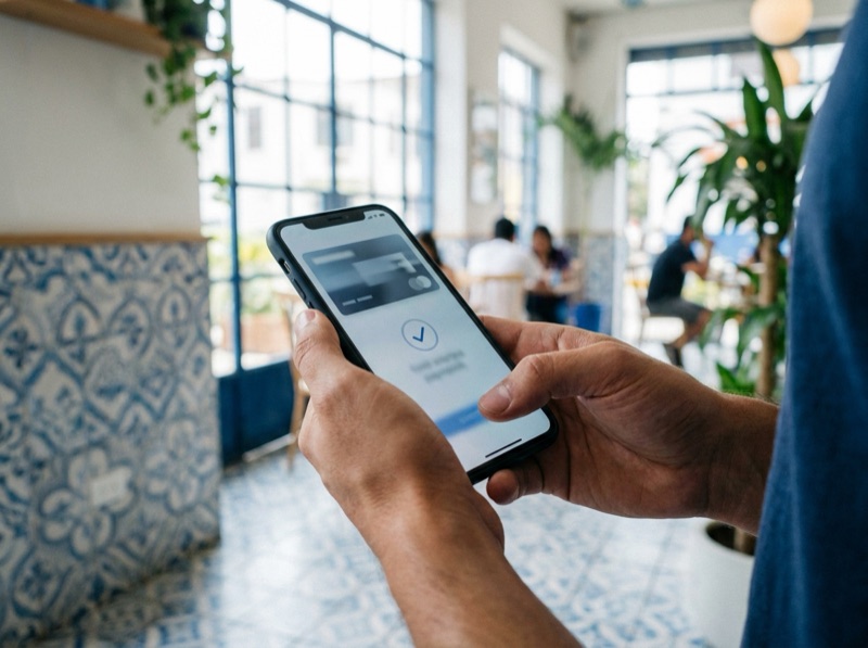 Persona confirmando el pago del informe en su celular